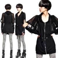 七格格 女装OTHERMIX2013新款时尚抽绳黑色针织衫女士12N30042(黑色/L)