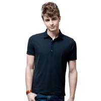 诠渡良品时尚休闲polo珠地网眼翻领短袖POLO衫81987(藏青/L)