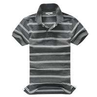 诠渡良品男士休闲细条纹男装POLO衫TD274(麻灰/XL)