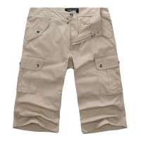 诠渡良品男士休闲纯棉直筒中腰短裤TD353(卡其/XXL)