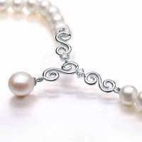 珂兰钻石 清云薇月S925纯银天然白珍珠项链女款结婚套链