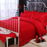 水星家纺 仿丝棉提花婚庆四件套 甜蜜如梦  (红色)1.8米床