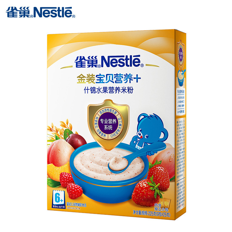 雀巢(Nestle) 宝贝营养+金装什锦水果营养米粉(6-36个月)225克(9包X25克)高清大图