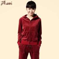 顶瓜瓜/顶呱呱天鹅绒多色运动卫衣家居服套装深红(160)DJJWC-T0001