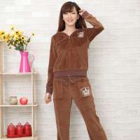 顶瓜瓜/顶呱呱女士时尚天鹅绒卫衣家居服套装咖啡(165)DJJWC-T0037