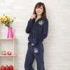 顶瓜瓜/顶呱呱女士时尚天鹅绒卫衣家居服套装藏青(165)DJJWC-T0037