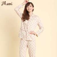 顶瓜瓜/顶呱呱女长袖睡衣套装纯棉家居服彩棉米印花(170)DJJWC-T3001