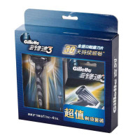 吉列锋速3经典刀架+4刀片组合装