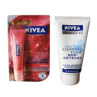 妮维雅水感闪耀润唇蜜粉韵桃红10ml+清新平衡洁面乳50g套装