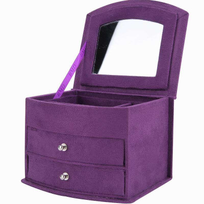 优雅主妇扇形双抽首饰盒Y187紫色