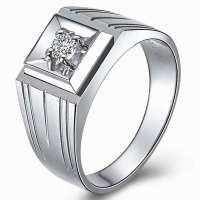 Doido爱度钻石13分H色SI-18K铂金钻戒/男戒/婚戒/戒指-雅士