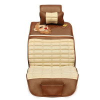 悠嘻猴 汽车坐垫 新款四季通用座垫 PU皮卡通车垫SJGTZ8件套 安逸款 米啡色