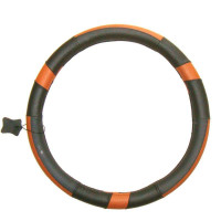 飞石/Flying Stone 真皮方向盘套SW-10B 时尚黑色咖啡色 中号38CM方向盘