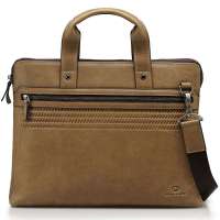 卓凡尼·华伦天奴商务休系列男士头层牛皮公文包8110731152卡其色