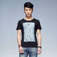 唐狮 男前胸潮流字母印花T恤613211022425（黑色S）