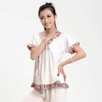 顶瓜瓜/顶呱呱女式提花绸领女套装家居服粉色(160)DJJWX-86049