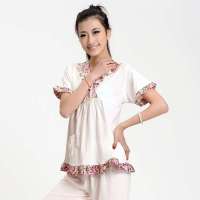 顶瓜瓜/顶呱呱女式提花绸领女套装家居服粉色(170)DJJWX-86049