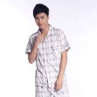 顶瓜瓜/顶呱呱男式绅士格印花套装家居服粉色(170)DJJMX-86066