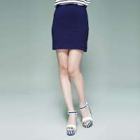 唐狮 女素色针织短裙613222101405(深蓝S)