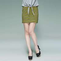 唐狮 女条纹针织半身裙613222101406(中黄M)