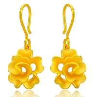 潮宏基正品 玫瑰之爱套装黄金/足金耳环/耳坠