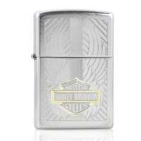 Zippo之宝哈雷振翅高飞弧形拉丝镀铬金银电脑刻28486