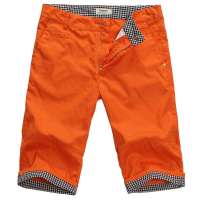 LESMART莱斯玛特男装格子翻边短裤MDKS1201(橘色/38)