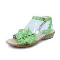 ST.CHIC琪珂 清爽花饰羊皮女士凉鞋A21C15604M绿色36码