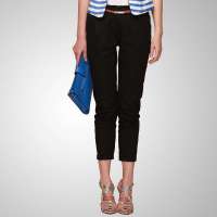 Theme掂牌 女装春装新品韩版OL通勤经典百搭时尚修身九分裤TK8WJ0WP01(黑/L)