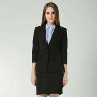 Theme 掂牌  女装春季上线OL通勤修身黑色白领西装款外套 上衣T18W10WB01(黑/XL)