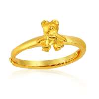 金叶珠宝定价千足金戒指 萌萌熊