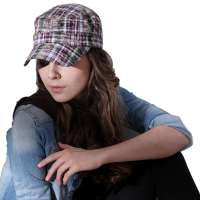 劲爆Kenmont春夏天帽子女士韩版潮格子军帽平顶帽子KM-0461-25