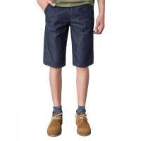 SPORTICA斯波帝卡 男装纯棉水洗直筒牛仔短裤433028(深蓝色/34)