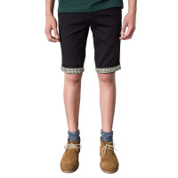 SPORTICA斯波帝卡 男装简约直筒纯棉休闲短裤412682(黑色/34)