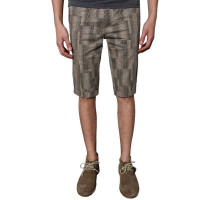 SPORTICA斯波帝卡 男装纯棉格纹休闲短裤七分裤412696(卡其底黑条纹/33)