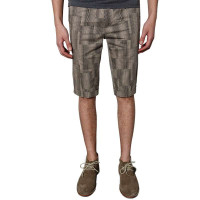 SPORTICA斯波帝卡 男装纯棉格纹休闲短裤七分裤412696(卡其底黑条纹/35)