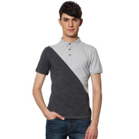 SPORTICA斯波帝卡 男装保罗拼接短袖polo衫123108(浅麻灰/XL)