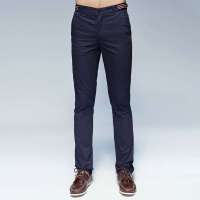 唐狮 男腰头织带修身小脚休闲长裤613212093401(藏青32)