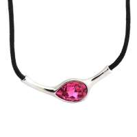 禾场 奥地利进口水晶 魅惑之眼 紫粉 简约高贵项链