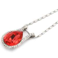 禾场 奥地利进口水晶 血色泪滴饰项链