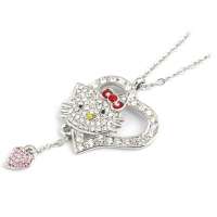 禾场 奥地利进口水晶 hello kitty 爱心形水晶项链