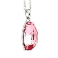 禾场 奥地利进口水晶 粉色情人项链