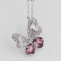禾场 奥地利进口水晶 蝴蝶之恋项链