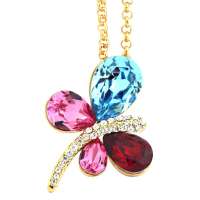 禾场 奥地利进口水晶 彩色蝴蝶项链