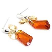 禾场 奥地利进口水晶 菱形立体紫色水晶耳钉