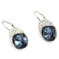 禾场 奥地利进口水晶 安静聆听 深蓝色水晶耳钉
