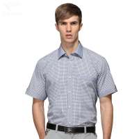 HODO红豆相思鸟男装男士修身格子短袖衬衫HDXC13110(B15蓝格41)
