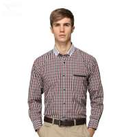 HODO红豆相思鸟男装男士休闲条纹长袖衬衫HDXC13115(R21红格42)