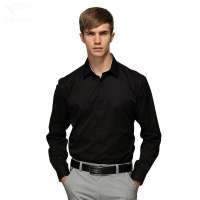 HODO红豆相思鸟男装男士休闲纯色直筒款长袖衬衫HDXC13108(S10黑色165/84A)