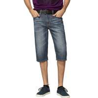 HODO红豆相思鸟男装休闲修身中腰牛仔中裤XK13316(B25浅蓝30)